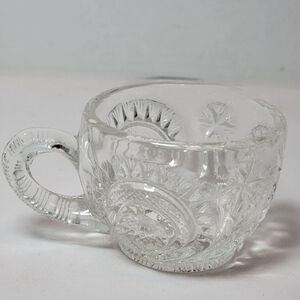 L.E. Smith Pinwheel & Stars Pressed Glass Punch Cup VTG Slewed Horseshoe (9)